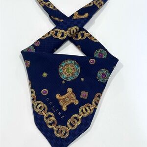 Celine Navy Blue and Gold Scarf